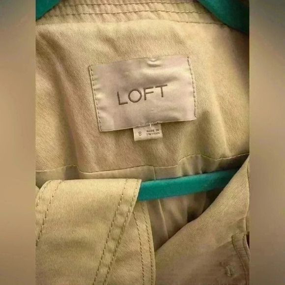 LOFT Double Breasted Khaki Mid Length Trench Coat - Picture 5 of 5